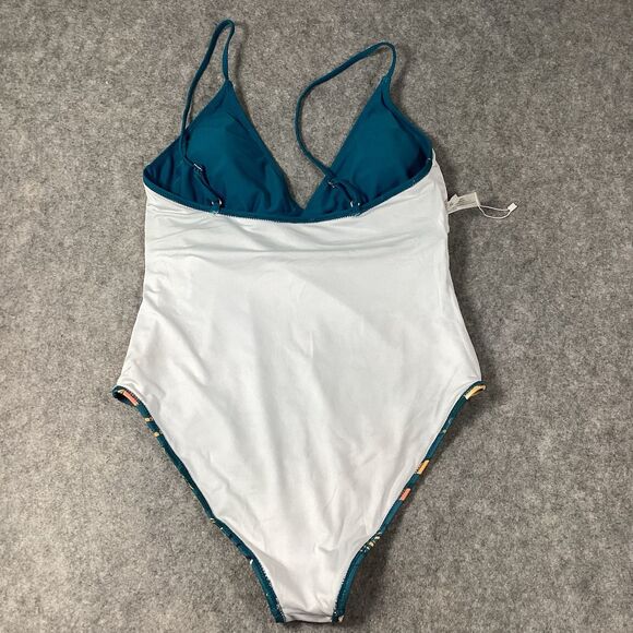 Womens Popvil Floral Print Patchwork Green One Piece Swim Suit Size XL - Picture 10 of 13